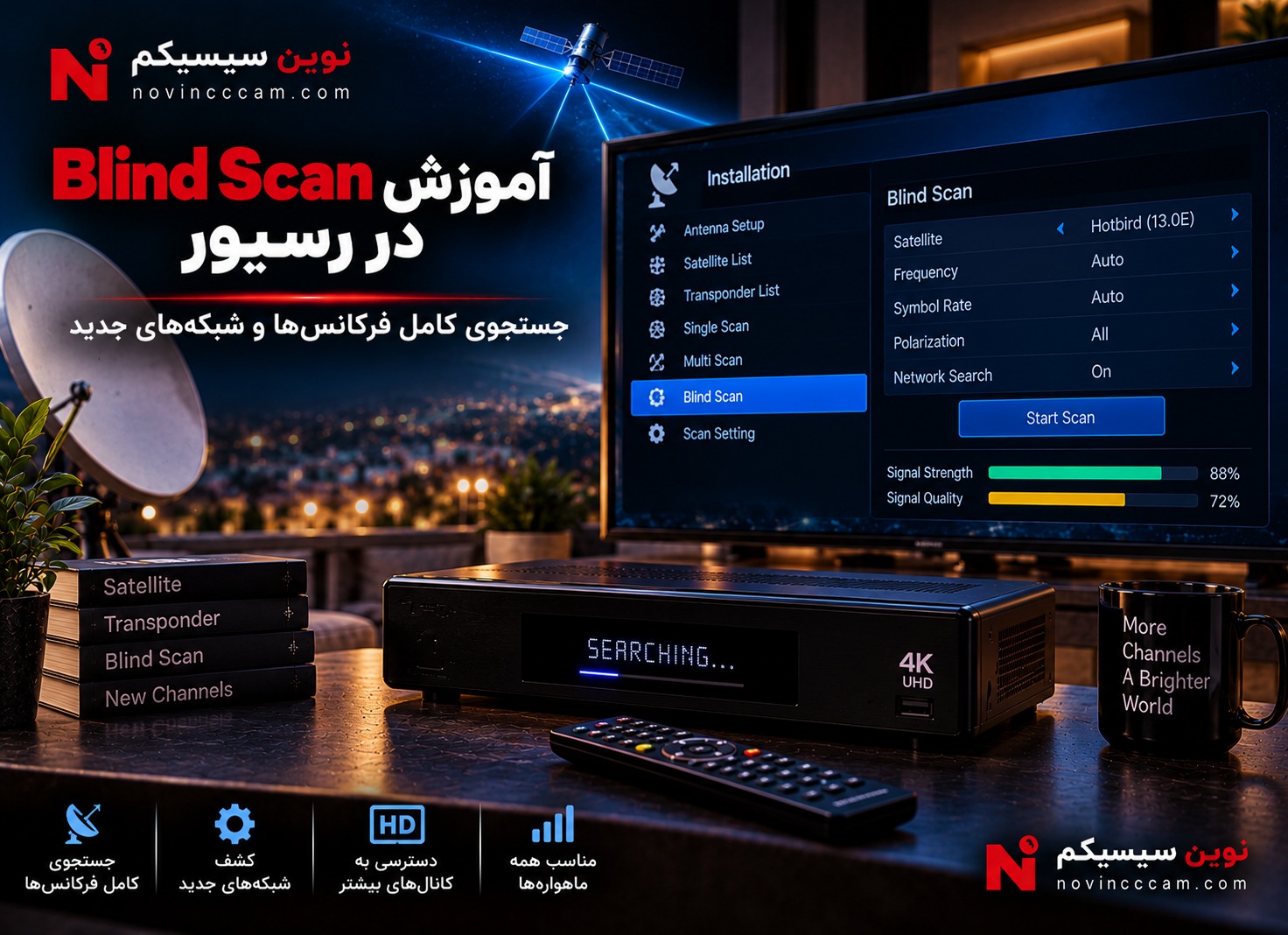 آموزش Blind Scan در رسیور و جستجوی کور شبکه‌های ماهواره‌ای