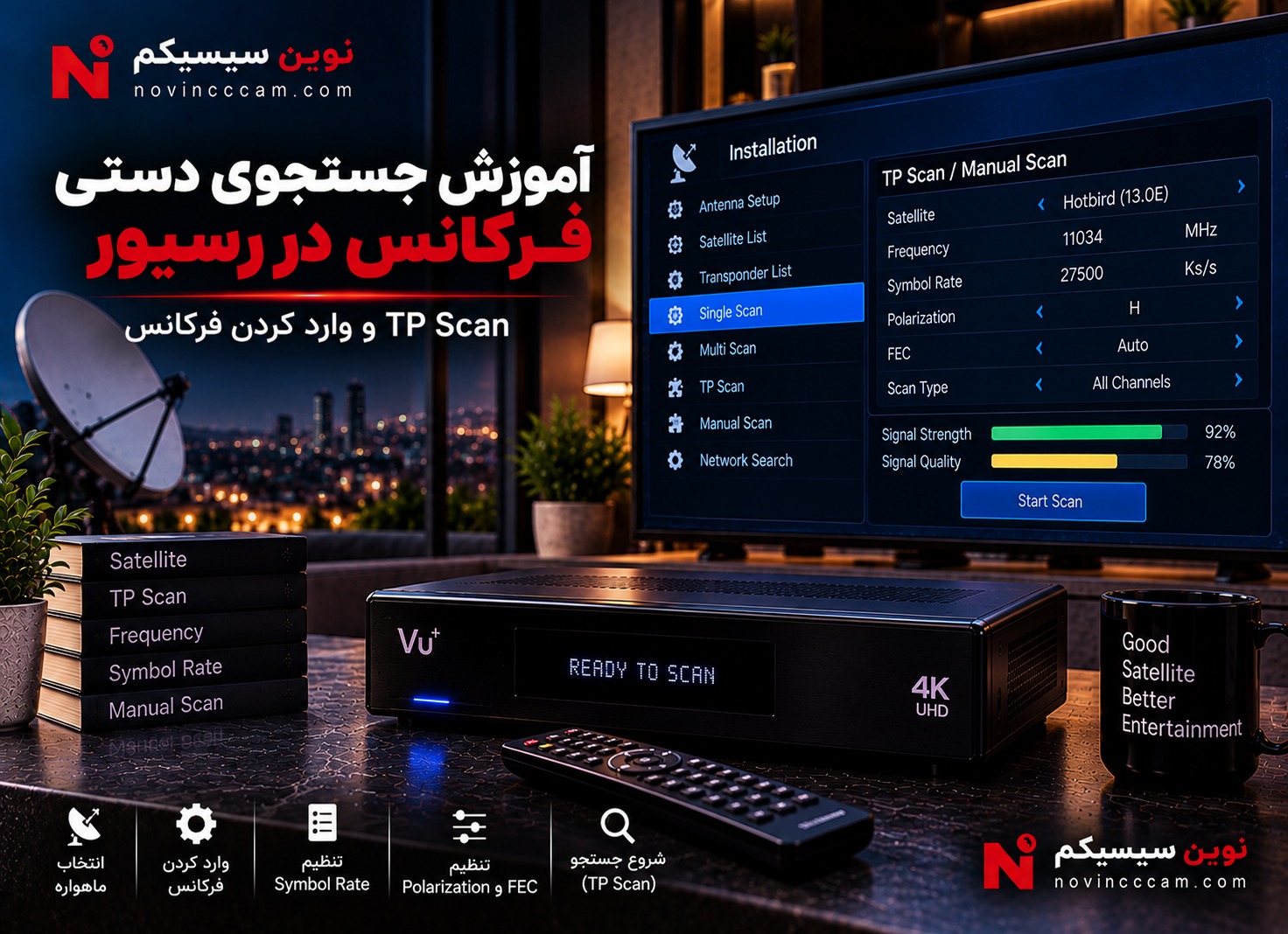 جستجوی دستی فرکانس در رسیور و آموزش TP Scan