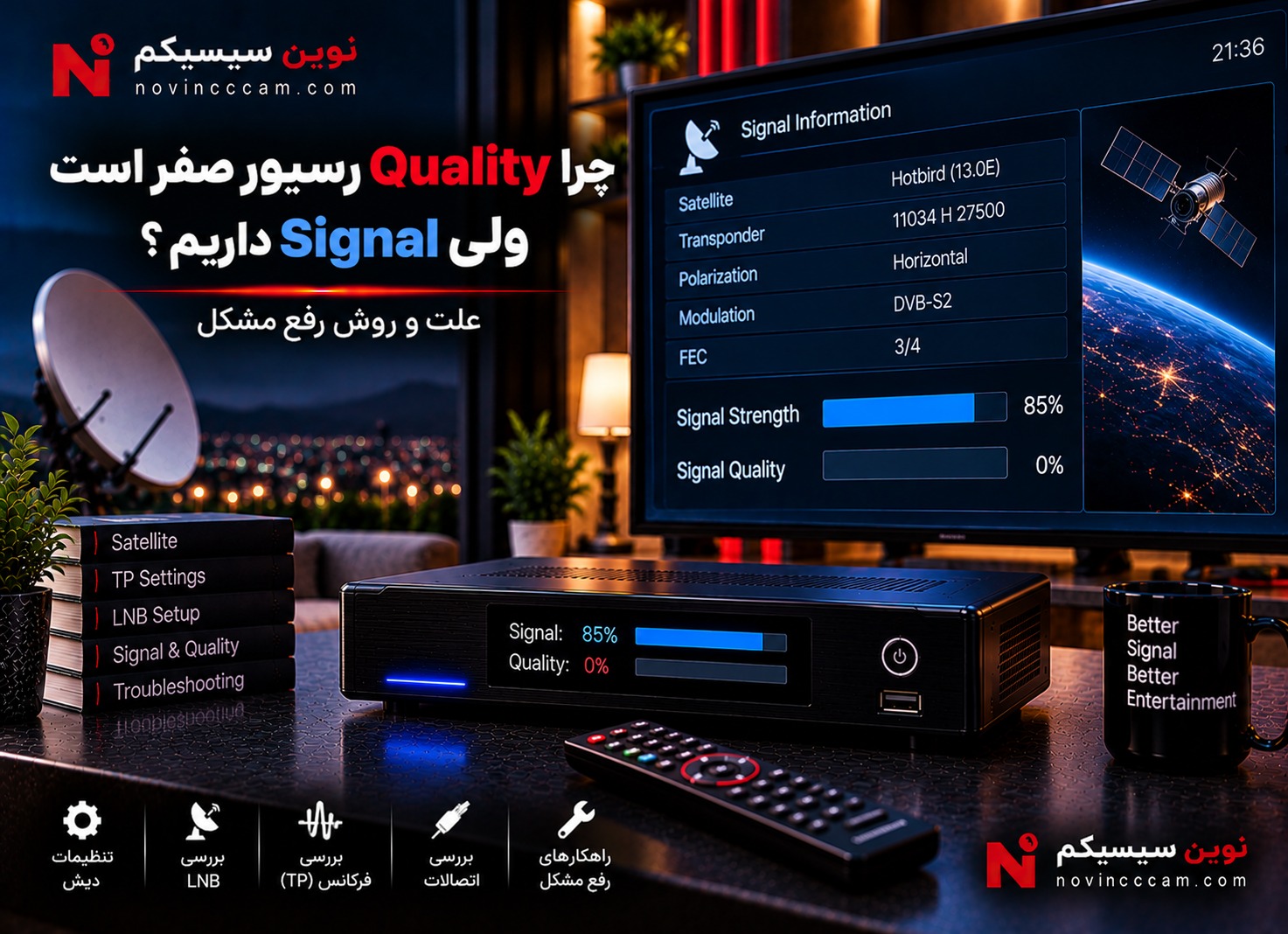 Quality رسیور صفر است ولی Signal داریم