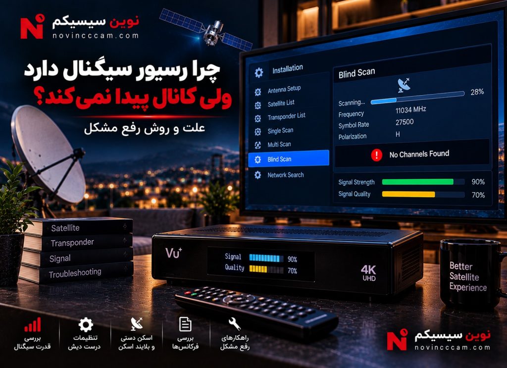 رسیور سیگنال دارد ولی کانال پیدا نمی‌کند و Quality صفر است