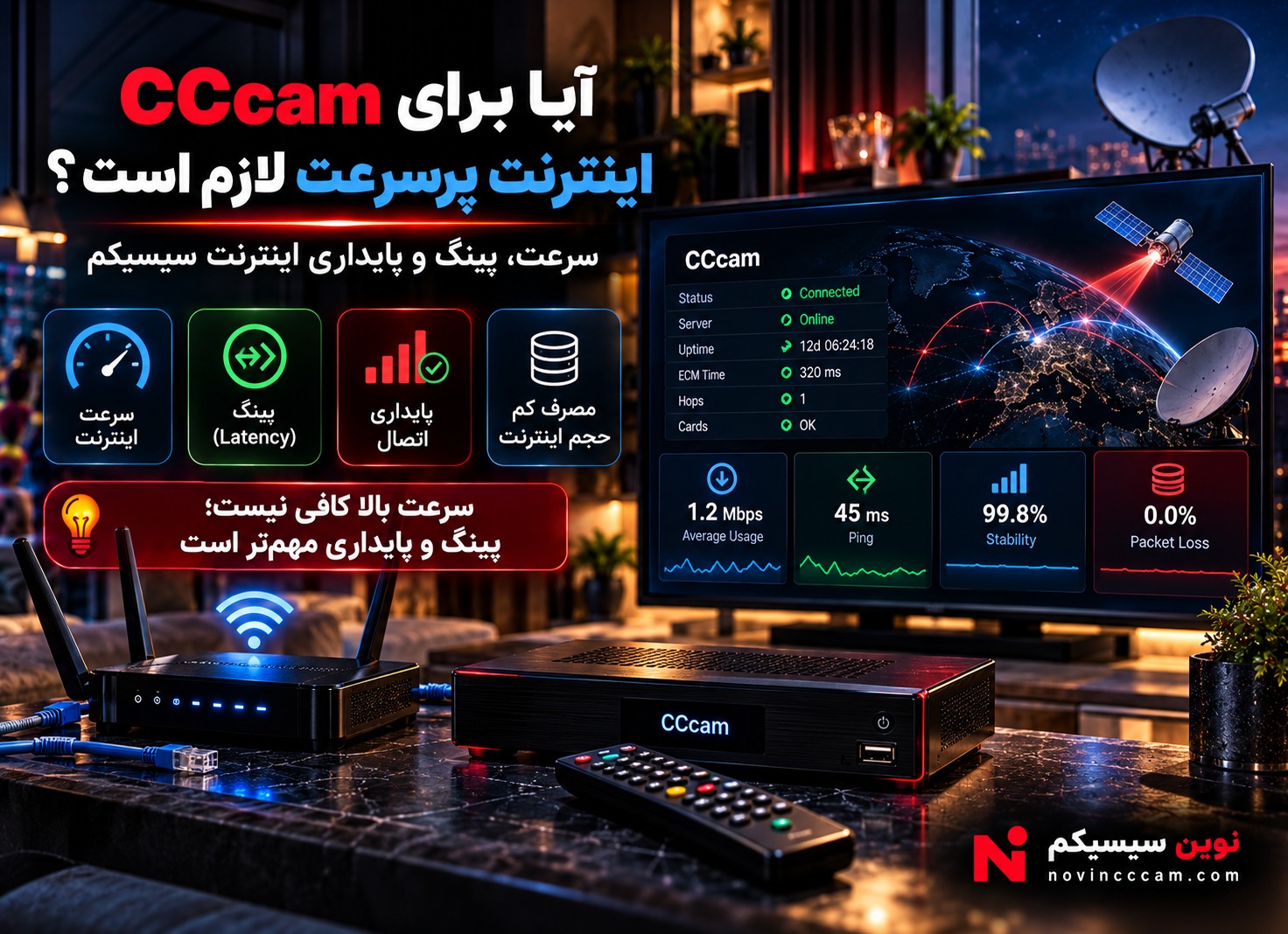 اینترنت مناسب CCcam و بررسی سرعت و پینگ اینترنت سیسیکم